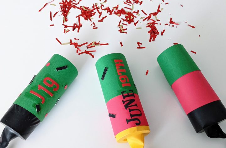 DIY confetti poppers for Juneteenth, Juneteenth craft for kids, teens and adults