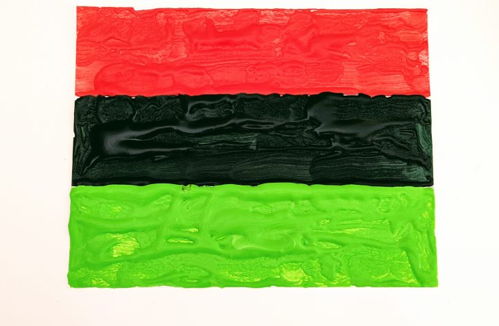 puffy paint Pan-African flag craft for Juneteenth