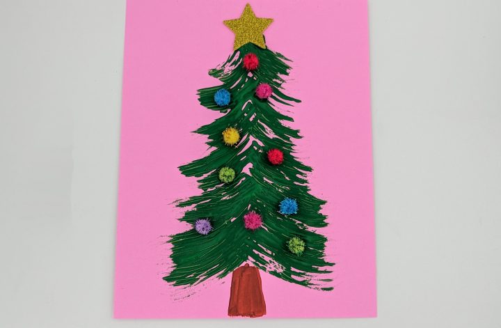 fork painted Christmas tree craft for kids