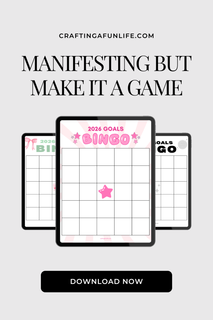 vision board bingo card, 2026 Vision board bingo cards, colorful printable vision board bingo cards for 2026 featuring goal squares that can be written or drawn in to include travel, self-care or fitness goals for anyone, use markers or stickers to fill out these custom bingo grid for goal setting