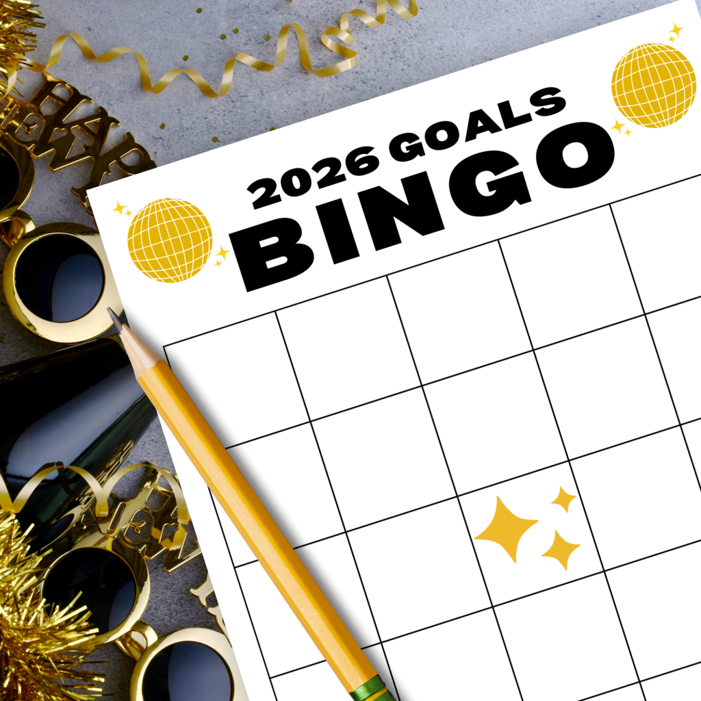 vision board bingo card, 2026 Vision board bingo cards, colorful printable vision board bingo cards for 2026 featuring goal squares that can be written or drawn in to include travel, self-care or fitness goals for anyone, use markers or stickers to fill out these custom bingo grid for goal setting