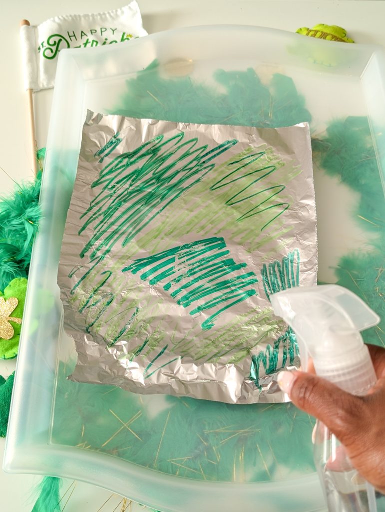 marker and foil St. Patrick's Day prints, St. Patrick's Day crafts for kids, St. Patrick's Day activities for kids
